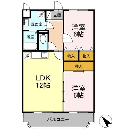 メゾンルミエール(2LDK/2階)の間取り写真