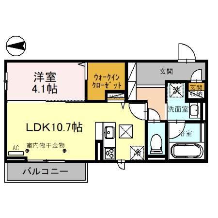 D-サウス(1LDK/1階)の間取り写真