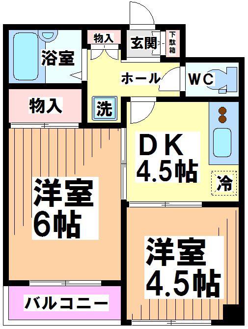 シティハウス20(2DK/3階)の間取り写真