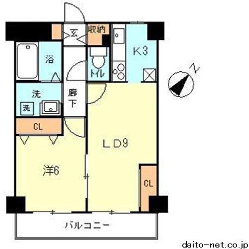 ローズデール(1LDK/4階)の間取り写真