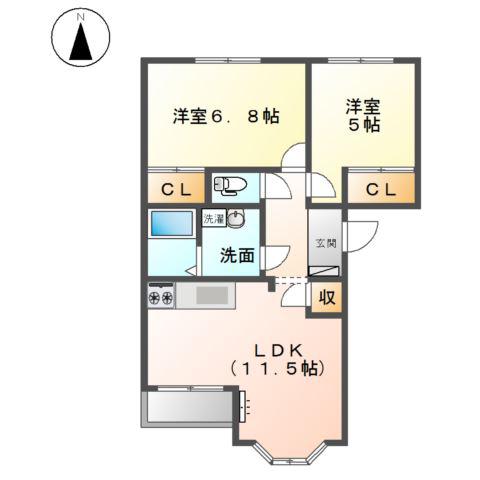 サンライズ(2LDK/1階)の間取り写真