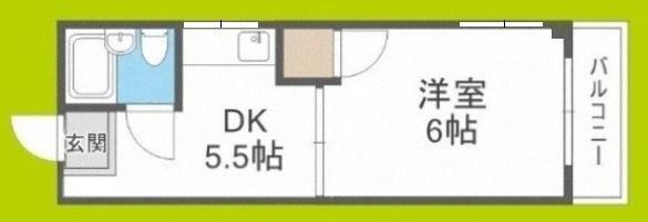 プラザハイツ大西(1DK/4階)の間取り写真