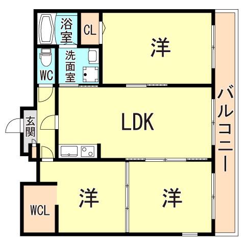 エヴァンスII(3LDK/3階)の間取り写真