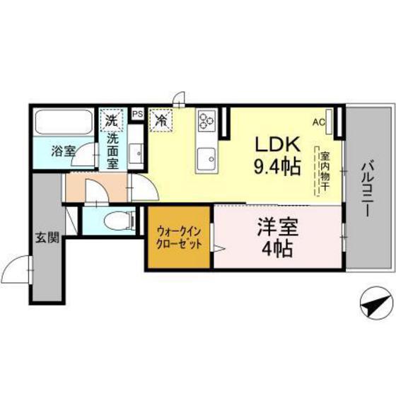 プレミア天神川駅前(1LDK/3階)の間取り写真