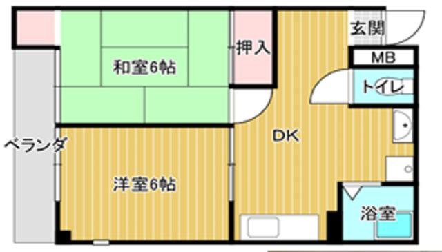奥野ビル(2DK/3階)の間取り写真