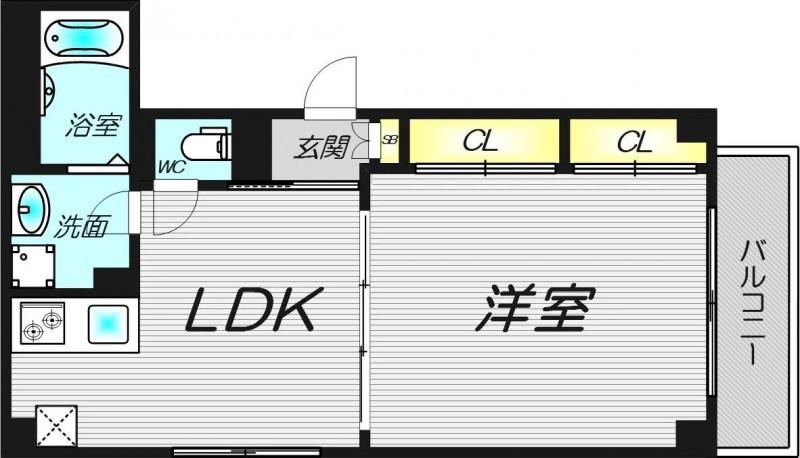 京橋オリエンタルキューブ(1LDK/1階)の間取り写真