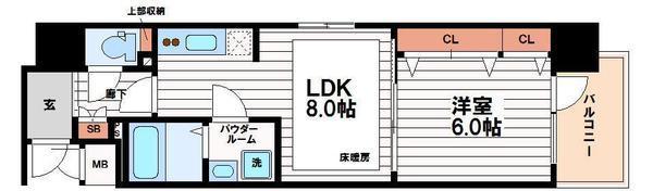 プレサンス心斎橋ニスト(1LDK/4階)の間取り写真