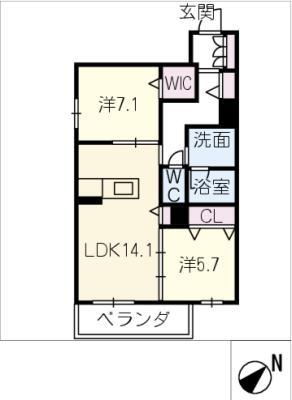 セントリビエYOKOSUKA(2LDK/2階)の間取り写真