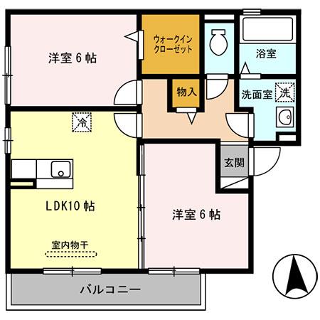 セジュール輪(2LDK/2階)の間取り写真