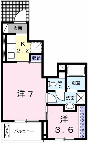 フェリシア御立(1K/1階)の間取り写真