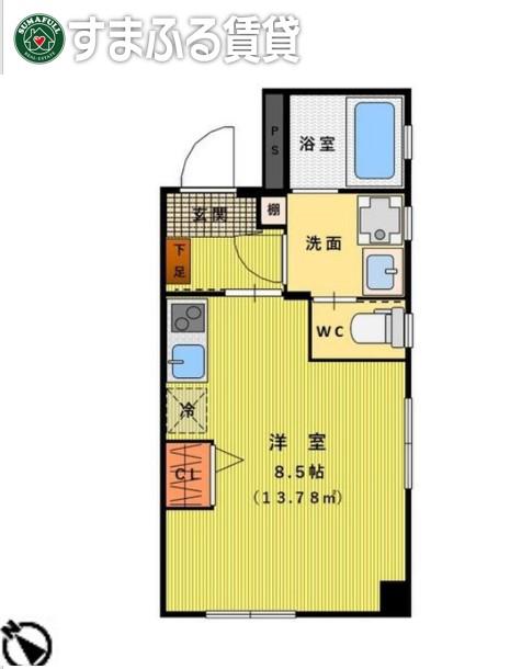 CASA AVENUE OKAZAKI(ワンルーム/1階)の間取り写真