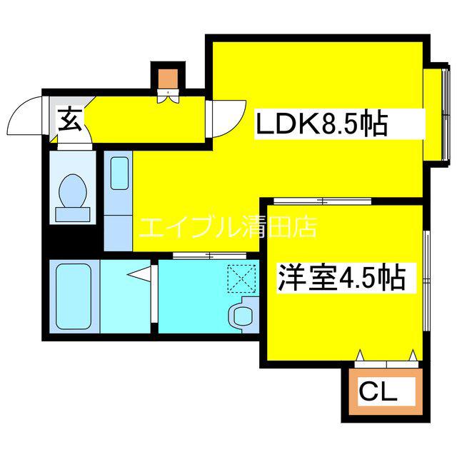 デュオール北野I(1LDK/2階)の間取り写真