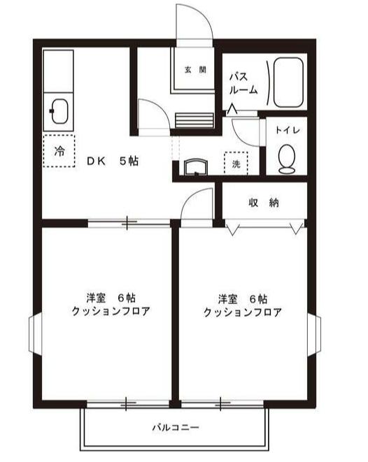 ブランデュール三鷹(2DK/2階)の間取り写真
