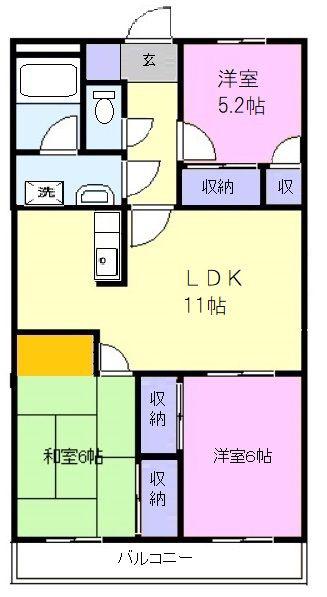 ヴェルデ(3LDK/1階)の間取り写真