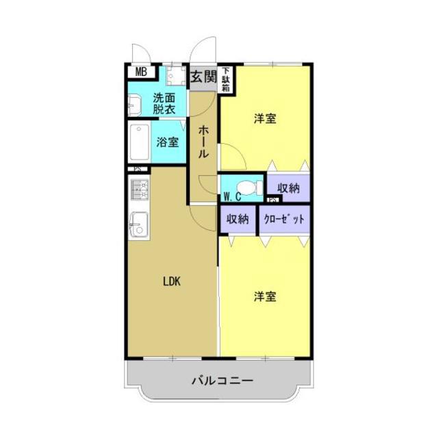 エビスマンション(2LDK/4階)の間取り写真