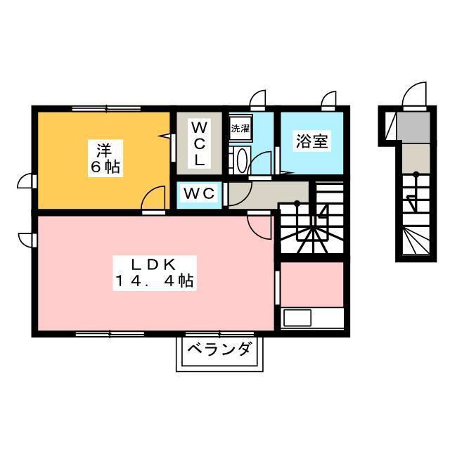 グリーンコーポ武蔵関B棟(1LDK/2階)の間取り写真