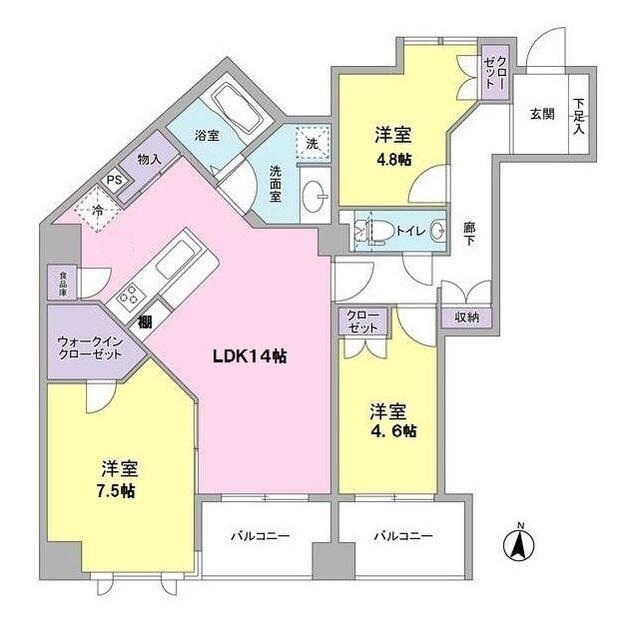 グリーンテラス世田谷(3LDK/1階)の間取り写真