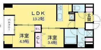 W-GATES TOWER (2LDK/9階)の間取り写真