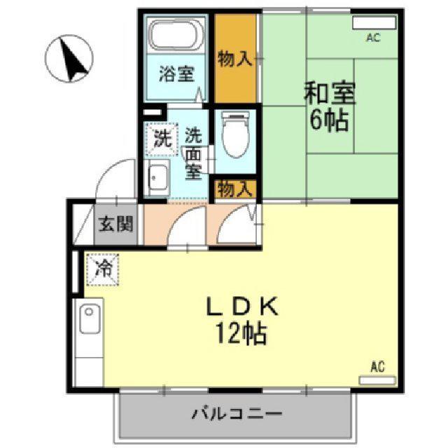 ツインタウンY(1LDK/2階)の間取り写真