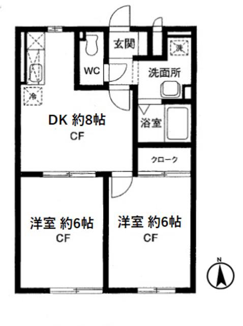 アルファス南鳩ヶ谷(2DK/1階)の間取り写真