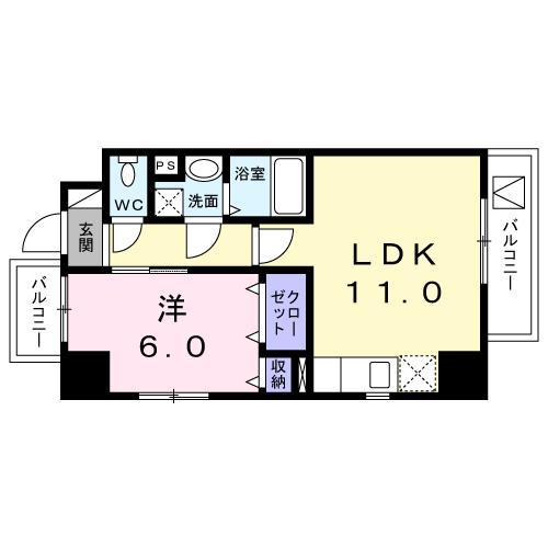 ベラ カーサ 江東(1LDK/7階)の間取り写真