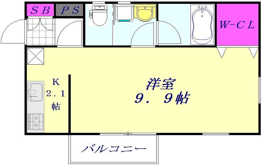 エスポワール(1K/2階)の間取り写真