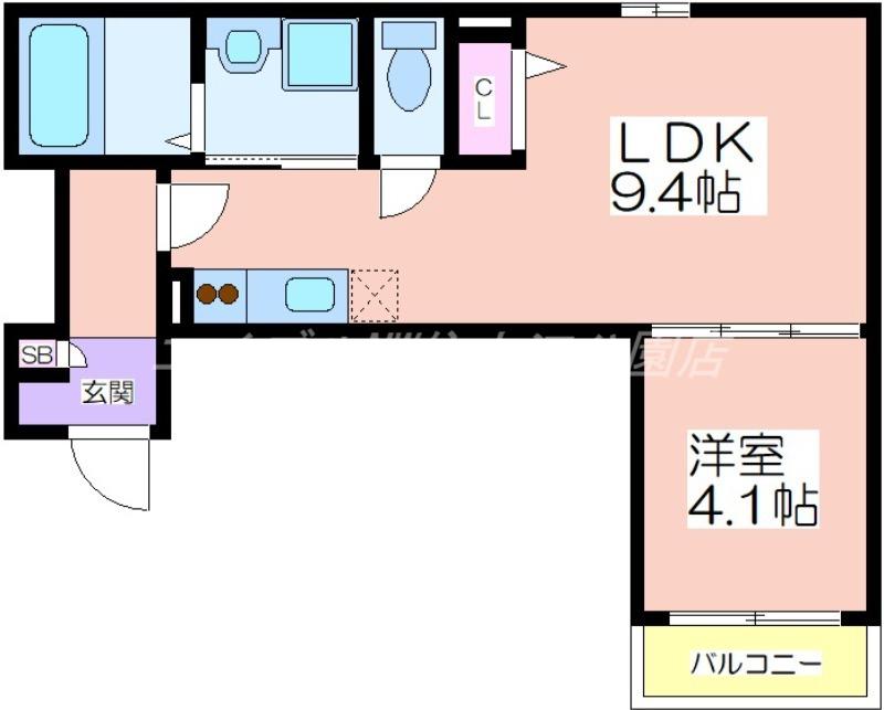 AIA難波南(1LDK/2階)の間取り写真