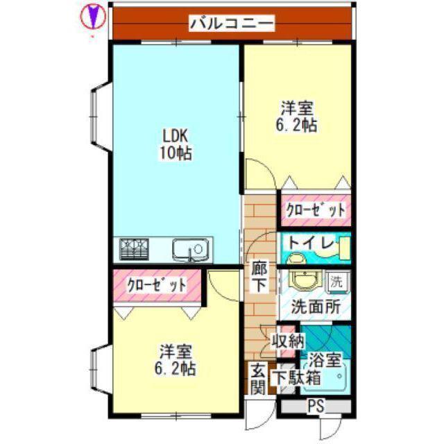 古径ガーデン(2LDK/3階)の間取り写真