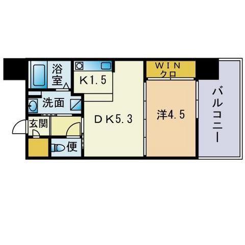 ウィステリア桜坂ヒルズ(1DK/6階)の間取り写真