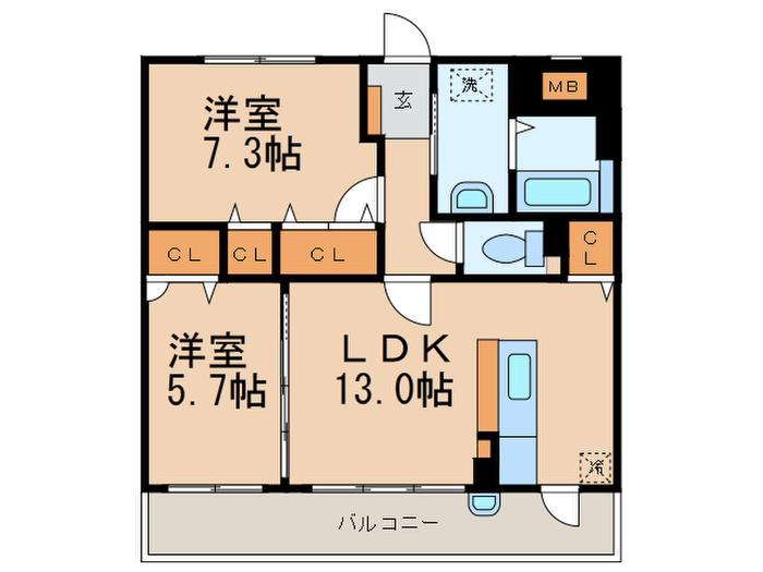 オリジン(2LDK/4階)の間取り写真