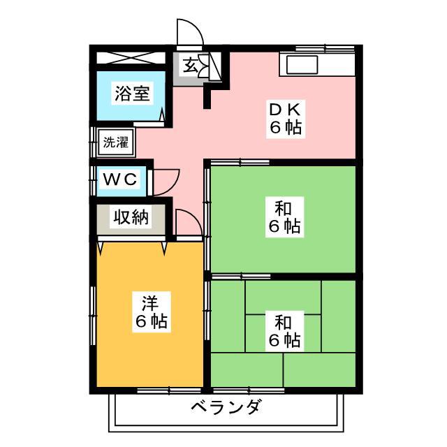 深井ハイツ(3DK/2階)の間取り写真