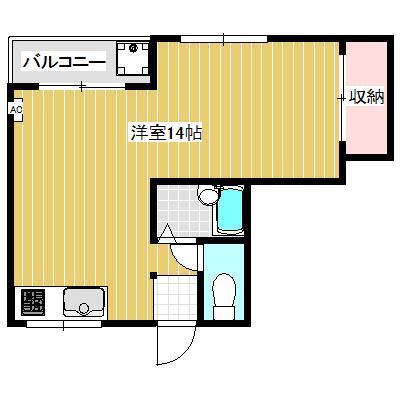 ラフォーレII(ワンルーム/2階)の間取り写真