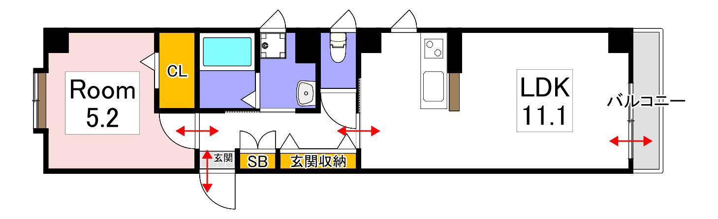 ミルフルール(1LDK/5階)の間取り写真