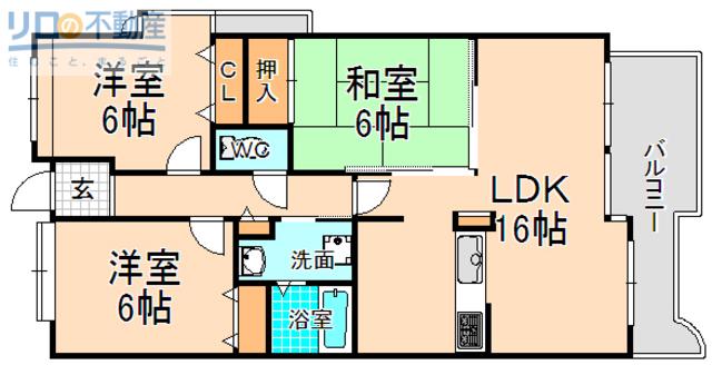 ヴィルトゥ武庫川(3LDK/4階)の間取り写真