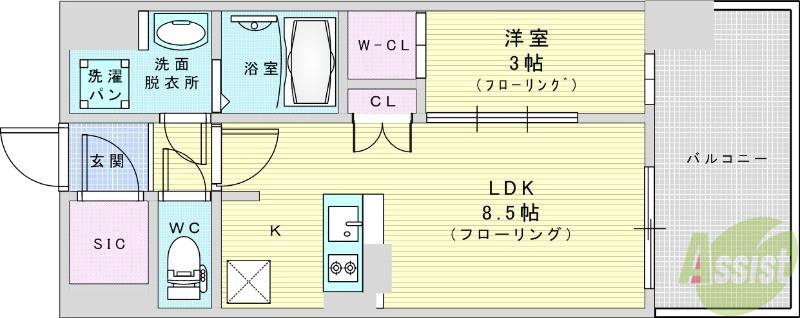 アーバンパーク御幣島(1LDK/3階)の間取り写真