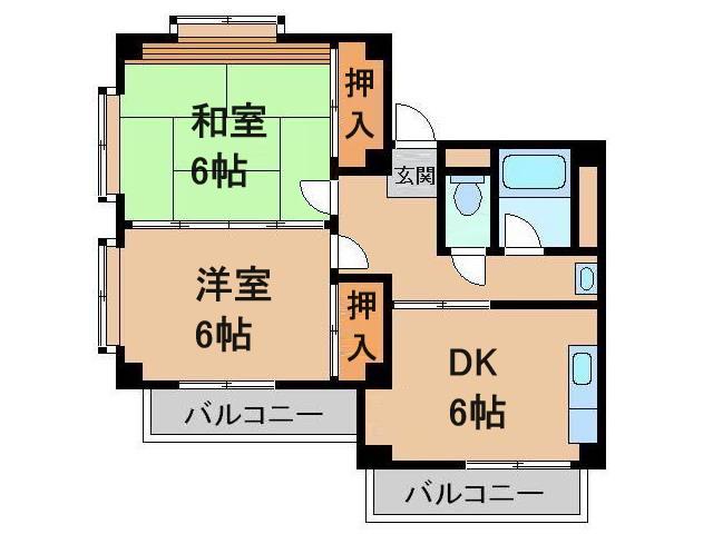 柿の木坂マンション(2DK/2階)の間取り写真