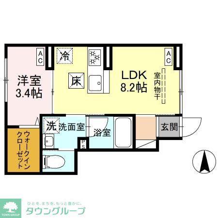 セレスティア竹ノ塚(1LDK/1階)の間取り写真