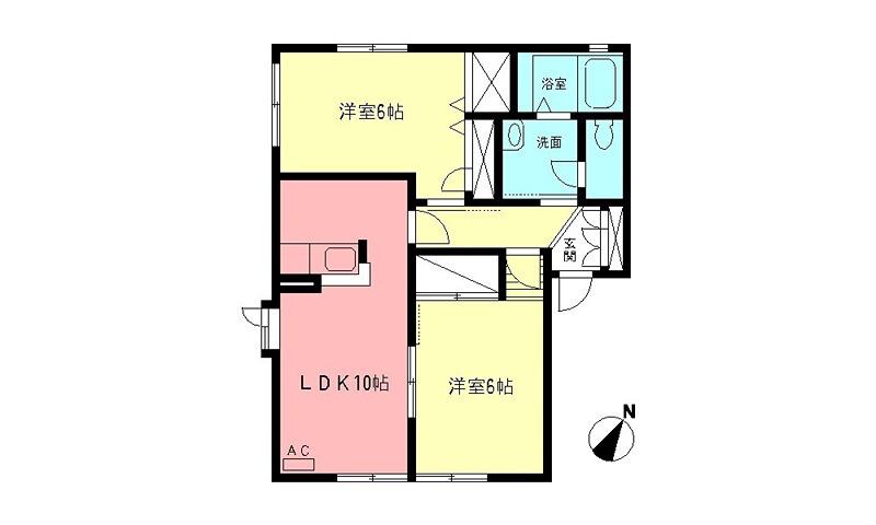 ヴィラグレイスC(2LDK/1階)の間取り写真