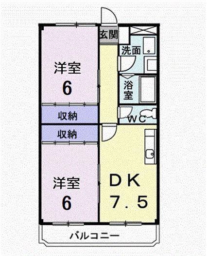 レジデンスマツバラ(2DK/3階)の間取り写真