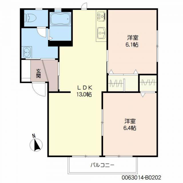 リーブル21 B(2LDK/2階)の間取り写真