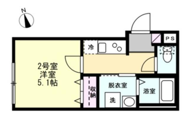 ベイルーム本厚木NORTE(1K/3階)の間取り写真