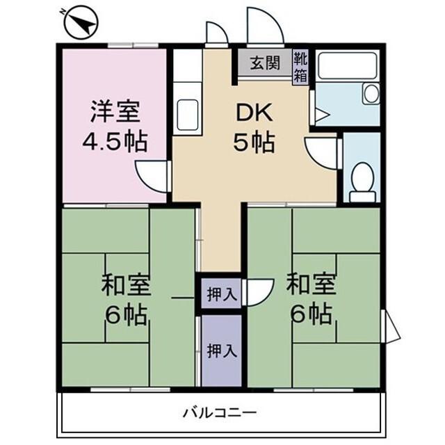フローラハイツA棟(3DK/1階)の間取り写真