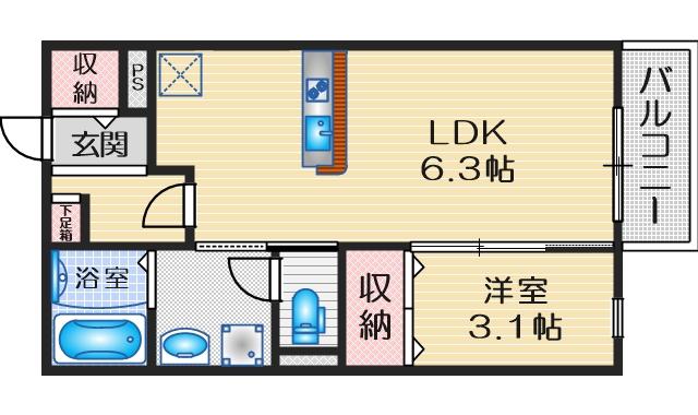 マルベリーハウス(1LDK/2階)の間取り写真