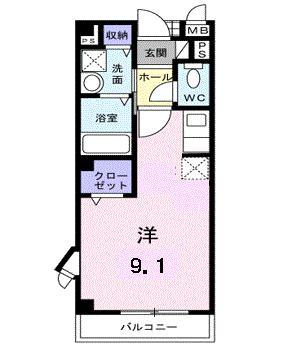 プリムローズ(ワンルーム/2階)の間取り写真