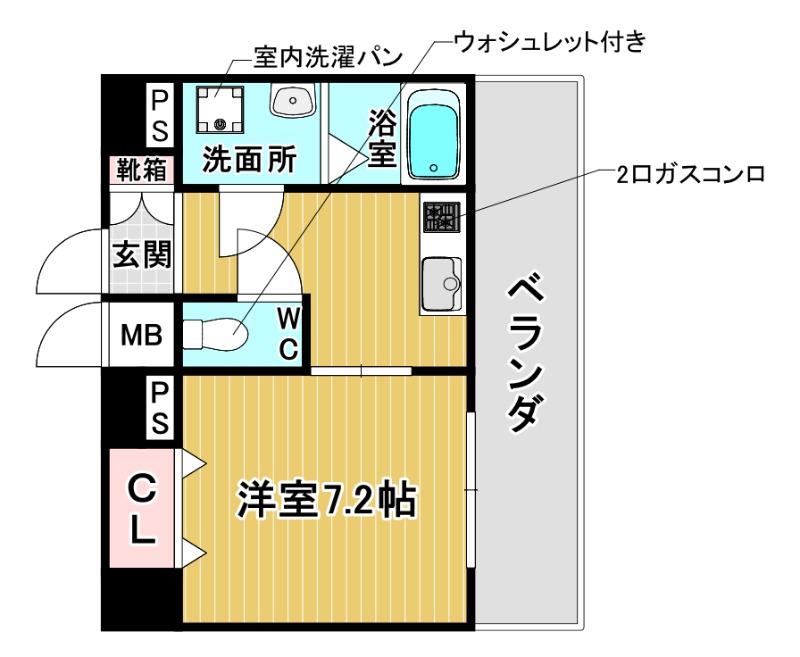 ソルテラスOSAKA御幣島(1K/7階)の間取り写真