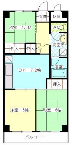 アミカル高橋(3DK/5階)の間取り写真