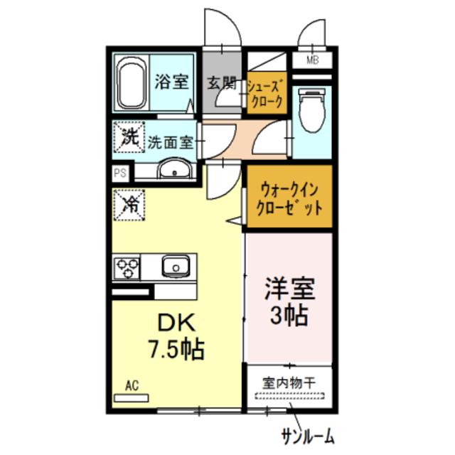 エミネンス東布経丁(1DK/3階)の間取り写真