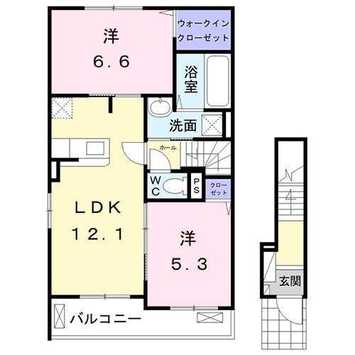アンジェラA(2LDK/2階)の間取り写真