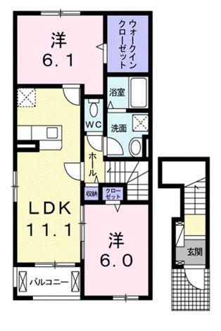 セゾンII A(1LDK/2階)の間取り写真