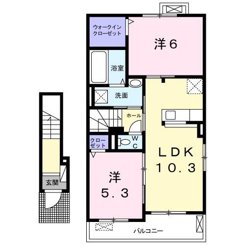 水明郭A(2LDK/2階)の間取り写真